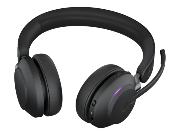 JABRA Evolve2 65 MS Stereo Headset on-ear Bluetooth wireless USB-A noise isolating black with charging stand Certified for MS Te
