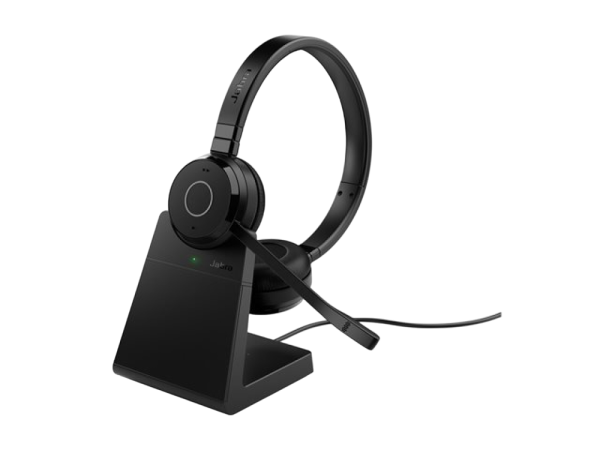 JABRA Evolve 65 TE Headset Link 390 Bluetooth Adapter carry pouch user documents USB-C to USB-A cable charging stand SKU dependent