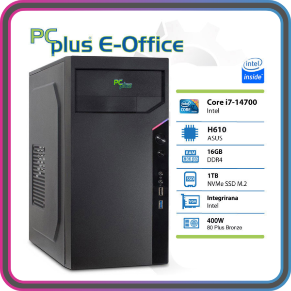 PCPLUS e-Office i7-14700 16GB 1TB NVMe SSD namizni računalnik