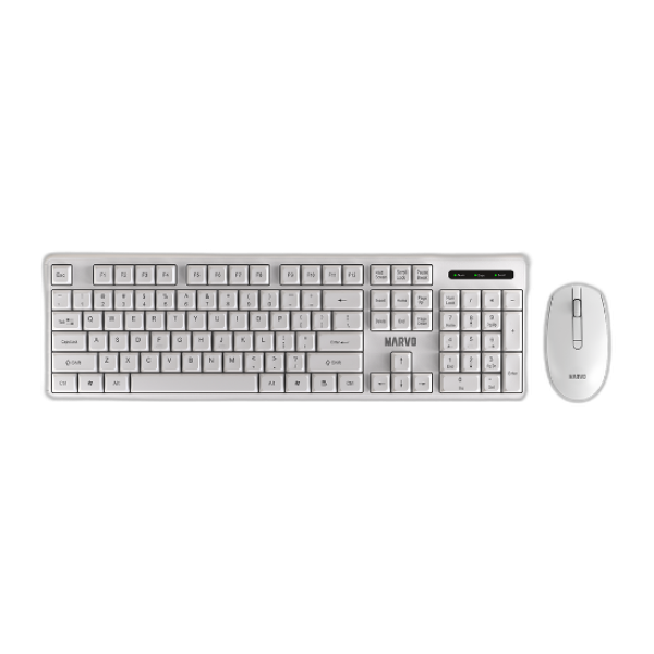 MARVO OFFICE WS005 HR WH brezžični komplet tipkovnice in miške bele barve - SLO/HR LAYOUT
