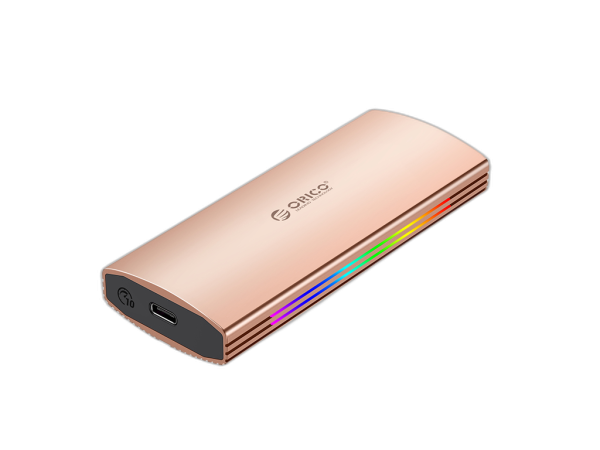 Zunanje ohišje za M.2 NVMe 2230-2280 v USB3.2 Gen2 Type-C, 10Gbps, RGB, aluminij, zlato-roza, ORICO M2R2-G2