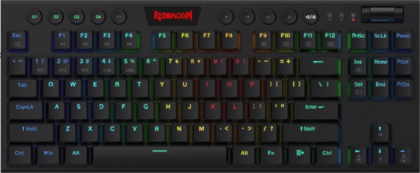 REDRAGON HORUS TKL K621 RGB MEHANSKA ŽIČNA/BREZŽIČNA TIPKOVNICA, RDEČA STIKALA