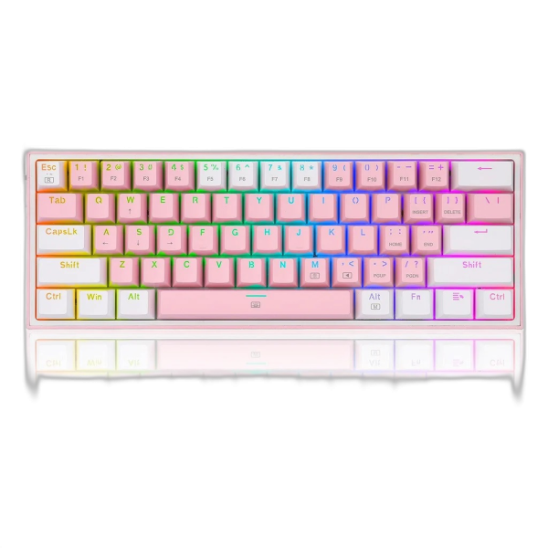 REDRAGON FIZZ RAINBOW K617 RGB MEHANSKA TIPKOVNICA ROZA/BELA - RDEČA STIKALA