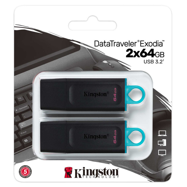 KINGSTON DataTraveler Exodia 64GB USB 3.2 Gen1 (DTX/64GB-2P), dvojno pakiranje, USB ključ