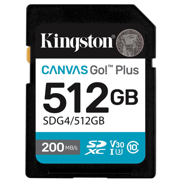KINGSTON Canvas Go! Plus SD 512GB Class10 UHS-I U3, V30, 4K UHD (SDG4/512GB) spominska kartica