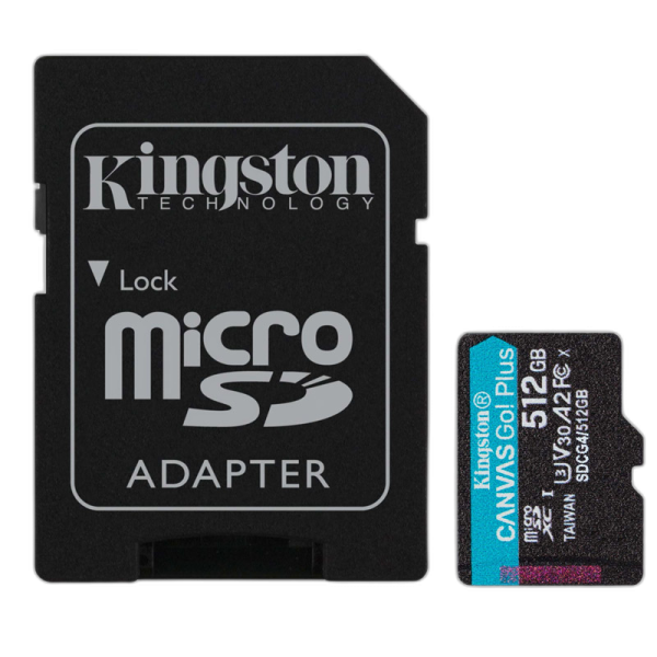 KINGSTON Canvas Go! Plus microSD 512GB Class 10 UHS-I U3 V30 A2 adapter (SDCG4/512GB) spominska kartica