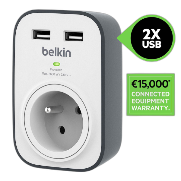 BELKIN ZAŠČITA 1 vtičnica 2x 2.4A USB