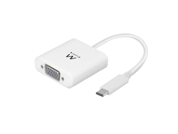 Adapter USB-C v VGA, 1080p 60Hz, bel, Ewent EC1050