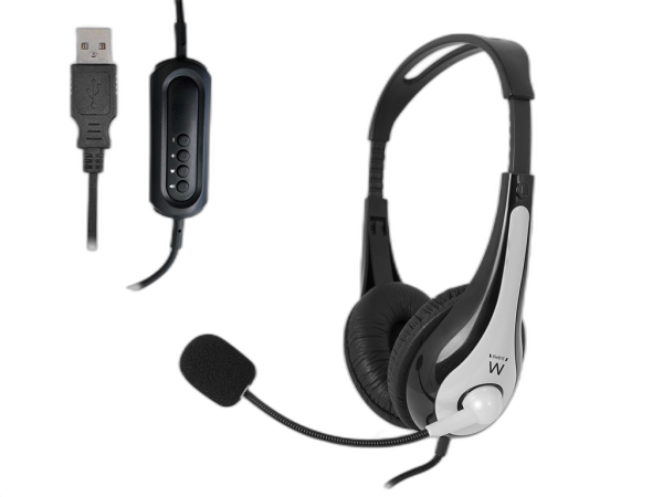 Slušalke Ewent, nadzor glasnosti, mikrofon, USB, EW3565