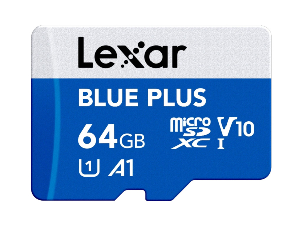 Spominska kartica Lexar BLUE PLUS, Micro SDXC, 64GB, 100MB/s, U1, V10, A1, UHS-I, z adapterjem