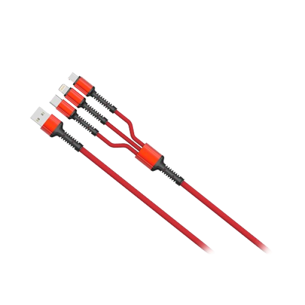MOYE CONNECT 3 IN 1 USB kabel dolžine 1 meter rdeče barve