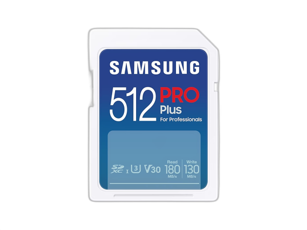 Spominska kartica Samsung PRO Plus, SDXC, 512GB, U3 V30, UHS-I, 180 MB/s