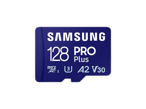 Spominska kartica Samsung PRO Plus micro SDXC, 128GB, 180MB/s, U3, V30, A2, UHS-I, z SD adapterjem